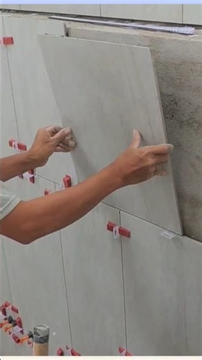 Tile wall cladding with ceramic tiles using glue #construction