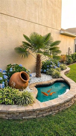 mall Backyard Koi Pond Garden Design | Beautiful Landscaping Idea 🌿🐟