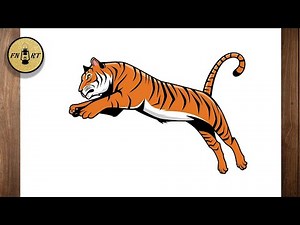 How to draw a tiger jumping easy step by step