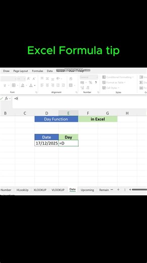 Find Day from Date in Excel | Excel DAY Function Explained | Easy Trick #excel #excelshorts