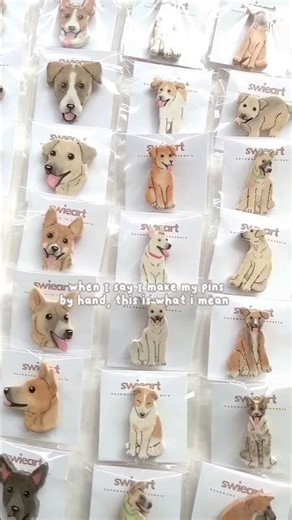 Handmade clay pins ✨🐕 #diy #claycraft #clayart #handmadejewelry #claypins #airdryclay #shorts