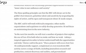 BBC Reveals Principles for Generative AI in Journalism and News...