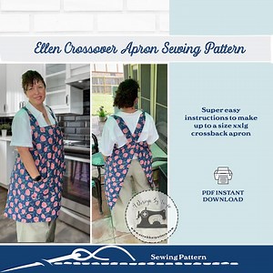 Ellen Crossover Kitchen Apron Sewing Pattern for a Cross Back Coverall DOWNLOAD the PDF File - Etsy
