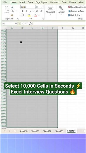 Master Cell Selection in Excel – 10,000+ Cells Instantly ⚡ #ExcelTutorial #Productivity