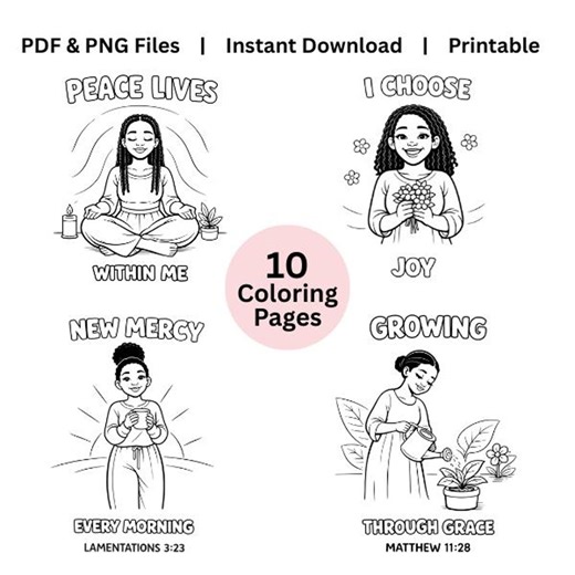Women’s Affirmation Coloring Book Printable | Christian Self Care Coloring Pages | Black Women Art PDF PNG | Faith Digital Download - Etsy