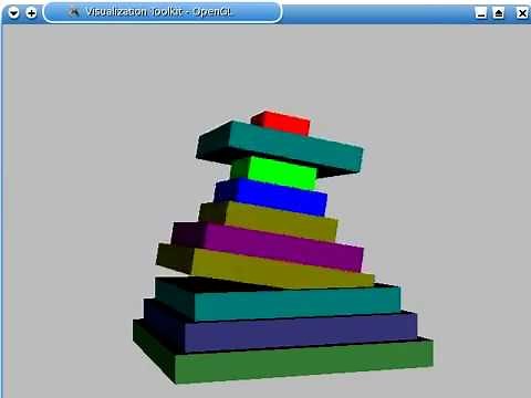 Pancake sort algorithm, visualization with VTK