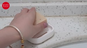 Double Layer Draining Soap Dish, Plastic Dishwashing Sponge Soap Holder for Kitchen, Bathroom, and Washstand (Milky White)