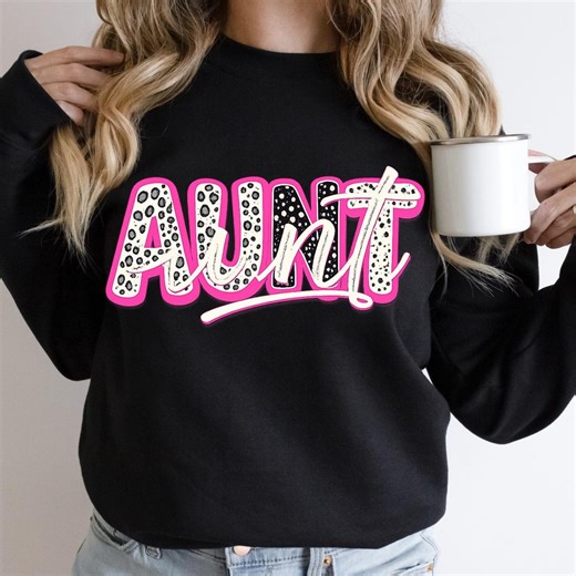 Aunt Leopard Print PNG, Pink Auntie Shirt Design, Instant Download - Etsy