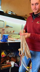Finishing touches on a Rawhide Reata or Riata #leathercraft #leatherwork #leatherworking #leathercrafting #leathercrafts #craft | Scott Gore Rawhide