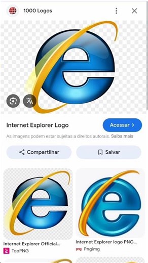 Evolução da logo internet Explorer