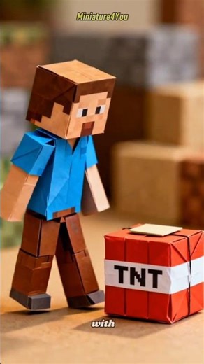 Miniature origami TNT block #miniature #miniatureworld #minecraft #shorts