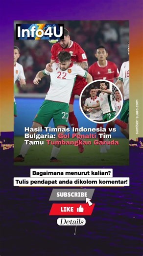 Hasil Timnas Indonesia VS Bulgaria: Gol Penalti Tim Tamu Tumbangkan Garuda