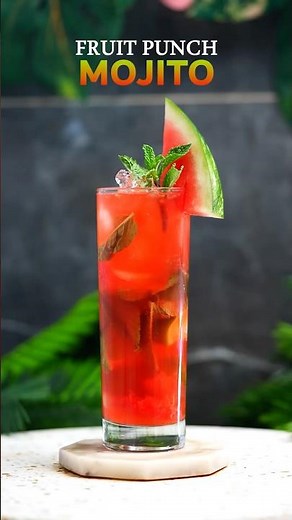 Fruit Punch Mojito! 🍉🌿🍹 #cocktail #drink #recipe #summercocktail #bar #bartender #drinkrecipes