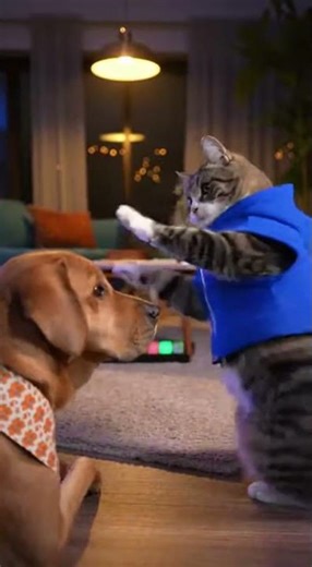 My cat dancing at my dog #shorts #sora #funny #trynottolaugh #funnyshorts #ranking #ai #sora2#soraai