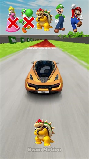 Mario Team vs Bowser Team Cars Jump Challenge - BeamNG.Drive #shorts #mario #SuperMarioGalaxyMovie