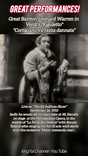 Leonard Warren Verdi's Rigoletto Ed Sullivan Show Cortigianni #bariton #opera #verdi #aria #tvshow