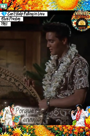 💎 Can’t Help Falling in Love – Elvis Presley (1961) Grabada en 1961 para la película Blue Hawaii, “Can’t Help Falling in Love” se convirtió en una de las canciones más emblemáticas de Elvis Presley y en un himno universal del amor eterno. Inspirada en la melodía francesa “Plaisir d’amour” (1784), la canción combina la sencillez de una balada íntima con la profundidad de un juramento eterno. La interpretación de Elvis es suave, contenida y casi espiritual, mostrando una faceta distinta de su voz