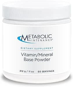 Metabolic Maintenance Vitamin Mineral Base Powder - Iron Free Multivitamin with Active B Vitamins + Chelated Minerals (312 Grams, 60 Servings)