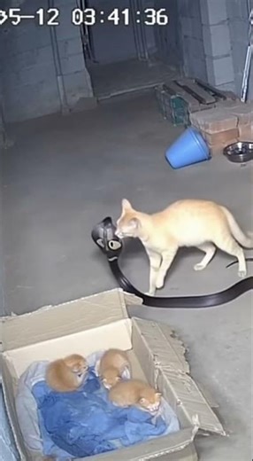 Cat Saving Injured Kitten From Snack Once in A Life moment Caught on cam