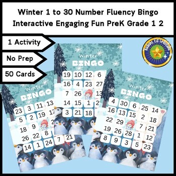 Winter Bingo 30 Number Count Math Game Mental Logic Puzzle Add Subtract Review