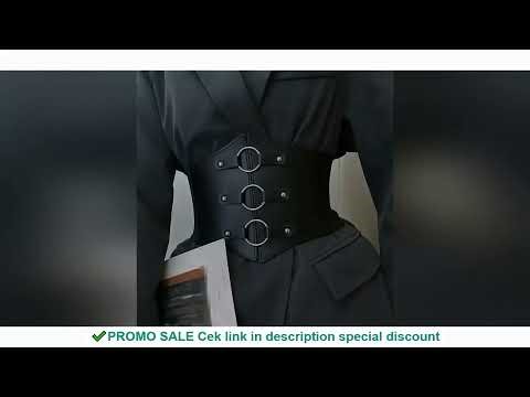 Fashionable Gothic Corset Belt Triple Buckle with Black Rivet Studs Elastic Waspie Waistband for Pun