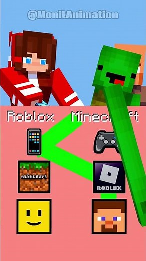 JJ Connect Roblox or Minecraft 🤯🤩 - MAIZEN Minecraft Animation #shorts