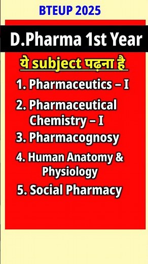 D.Pharma 2025 1st Year Syllabus all Subjects, #pharmacydiploma #syllabus #bteup #uppolytechnic