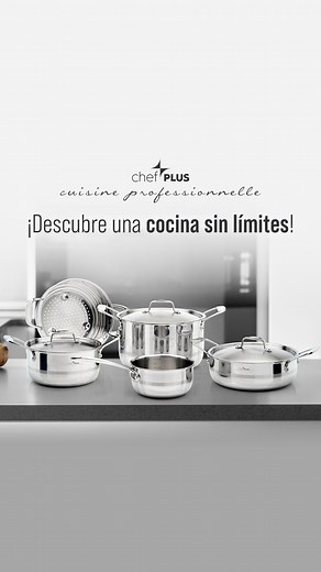 ¡Descubre la revolución en la cocina con Chef Plus Cuisine Professionnelle! 🍳✨ Nuestra batería de cocina está diseñada con la innovadora tecnología del Sistema Pentablock, ¡con 5 capas de metales para llevar tu cocina al siguiente nivel! - Calentamiento rápido gracias a capas de aluminio, cobre y acero. ¡Prepara tus platos en un abrir y cerrar de ojos!⏱️ - Con capas exteriores de acero inoxidable aptas para todo tipo de cocinas y capas interiores de acero diseñadas especialmente para alimentos,