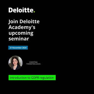 🔐 Master GDPR with #DeloitteAcademy 🔐 Join us for a seminar on GDPR essentials. Understand data protection and privacy for your business. • GDPR principles and compliance • GDPR's impact on data collection, processing, and storage • Ensuring GDPR compliance • Best practices for data protection 📅 When: 21/11/2024 📍 Where: Deloitte Nicosia offices Register today: https://deloi.tt/3YfKPG3 #DeloitteCyprus #GDPR #DataProtection | Deloitte