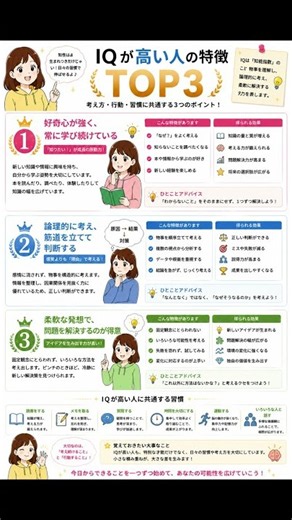 IQが高い人の特徴 TOP3｜あなたはいくつ当てはまる？🧠