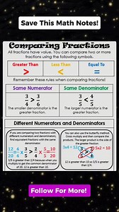 204K views · 1.1K reactions | Comparing Fractions Notes!! | Math Tricks Tutorial | Facebook