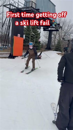 First time getting off a ski lift fail ⛷️ #skiing #ouch #shorts #outdoors #wintersports