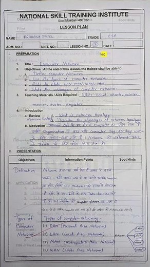 Computer Network Lesson Plan ll CITS Guruji ll Prakash Patel CITS NSTI Mumbai