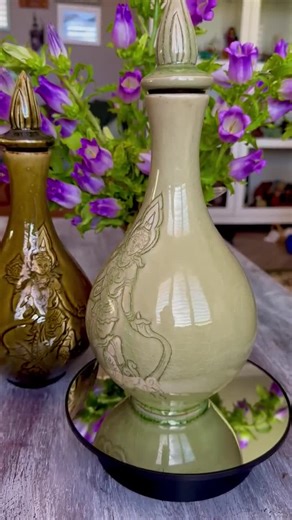 Pair of Vintage Thai Celadon Goddess Decanters - Etsy