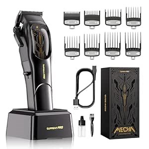 Hair Clippers Professional for Men- High Torque Brushless Motor with Diamond-Like Carbon Coating Ceramic Blade, Mens Cordless Hair Clippers Set for Barbers with Charging Base