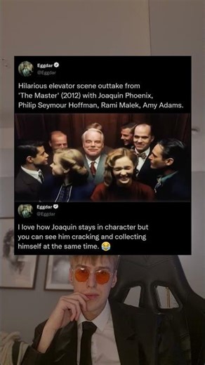 Hilarious elevator scene outtake from 'The Master' (2012) with Joaquin Phoenix, Philip Seymour