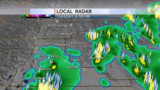 29K views · 85 reactions | Thunderstorms rolling through: The latest radar as of 4:30 p.m. as thunderstorms roll through Central Oregon. A Red Flag Warning is in effect until 11:00 p.m. | Central Oregon Daily News | Facebook
