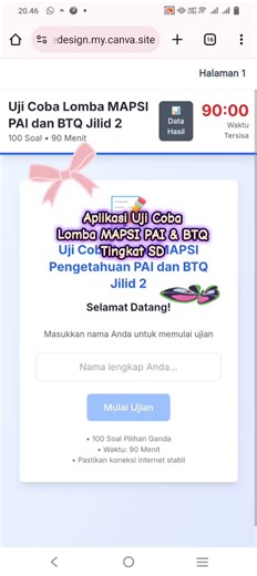 Aplikasi Uji Coba Lomba MAPSI PAI dan BTQ tingkat SD#latihansoalmapsi#mapsi#fyp#gurusd