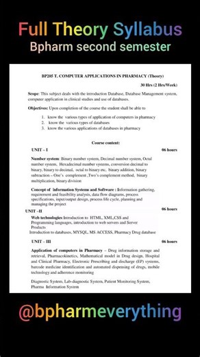 Bpharm second semester full theory syllabus #bpharma #fullsyllabus #secondsemester