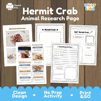 Hermit Crab Animal Research Project | Animal Report & Life Cycle Worksheets
