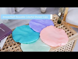 AmazerBath Shower Cap, Double Waterproof Layers Shower Hat Hair Protection
