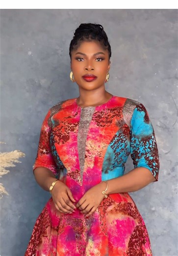 Elegant Badua Dress with Batik and Aso Oke