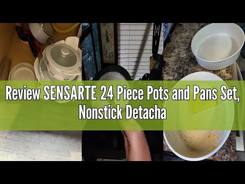 Review SENSARTE 24 Piece Pots and Pans Set, Nonstick Detachable Handle Cookware, Induction Kitchen C