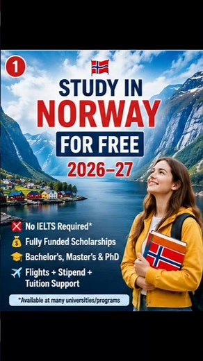 🇳🇴 Study in Norway 2026–27 Without IELTS | Fully Funded Scholarships for International Students