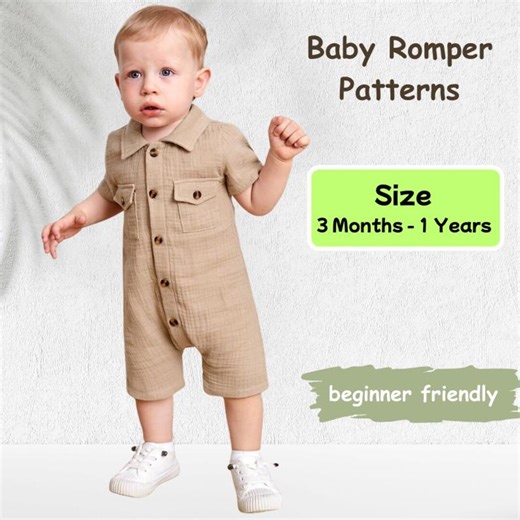 Baby Boy Romper Sewing Pattern PDF | Pocket Shirt Baby Outfit | Newborn–9m - Etsy