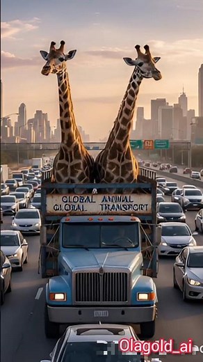 Giraffe in truck | get stuck in traffic 🦒 #viral