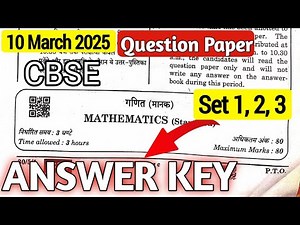 Maths class 10 Question Paper 2025 ✅ Answers key | Class 10 Standard Math Answer Key Set 1, 2 & 3