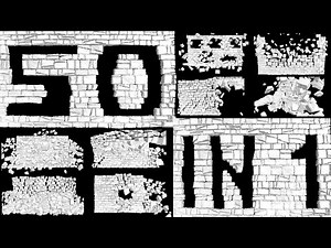 Wall explosion, destruction. 3D animation. Stonewall collapse, wall breaking exploding. Pack50 in 1.