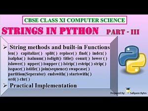 Strings in Python (Part 3) | Python String Methods & Functions Explained | CBSE Class 11 CS