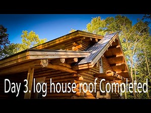 Sidewall & endwall on log house. Metal roof on log house